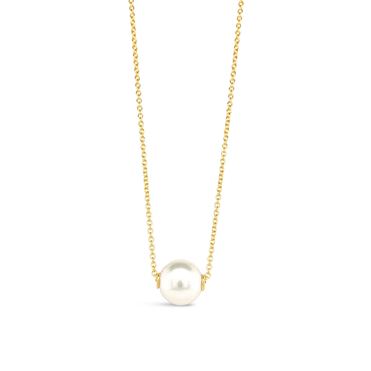 9k Yellow Gold & White Fresh Water Pearl Necklace
