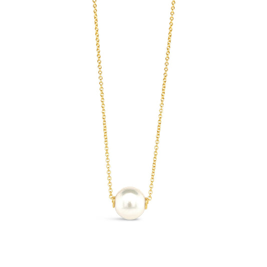 9k Yellow Gold & White Fresh Water Pearl Necklace
