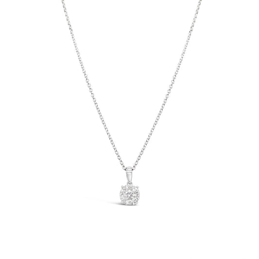 9k White Gold 0.25ct Diamond Cluster Pendant