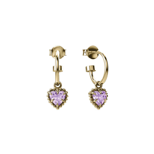 Dahlia's Heart Anchor Earrings - Amethyst X Gold Plated