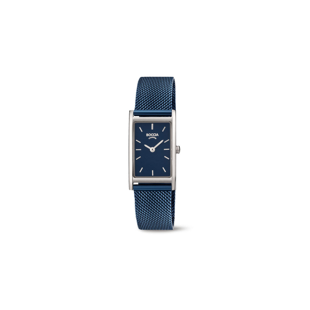 3304-01 - Ladies Titanium Blue Square Dial Watch