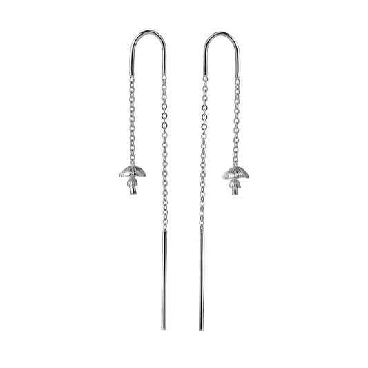 Sterling Silver Mushroom Thread Earrings