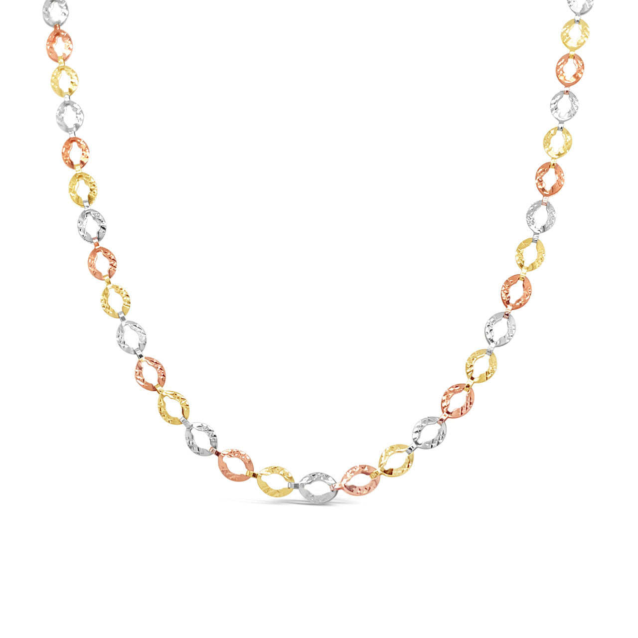 9k Tri Gold Fancy Link Chain