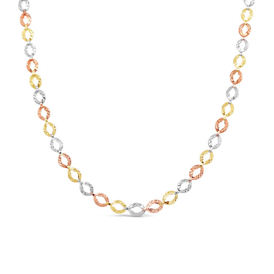 9k Tri Gold Fancy Link Chain