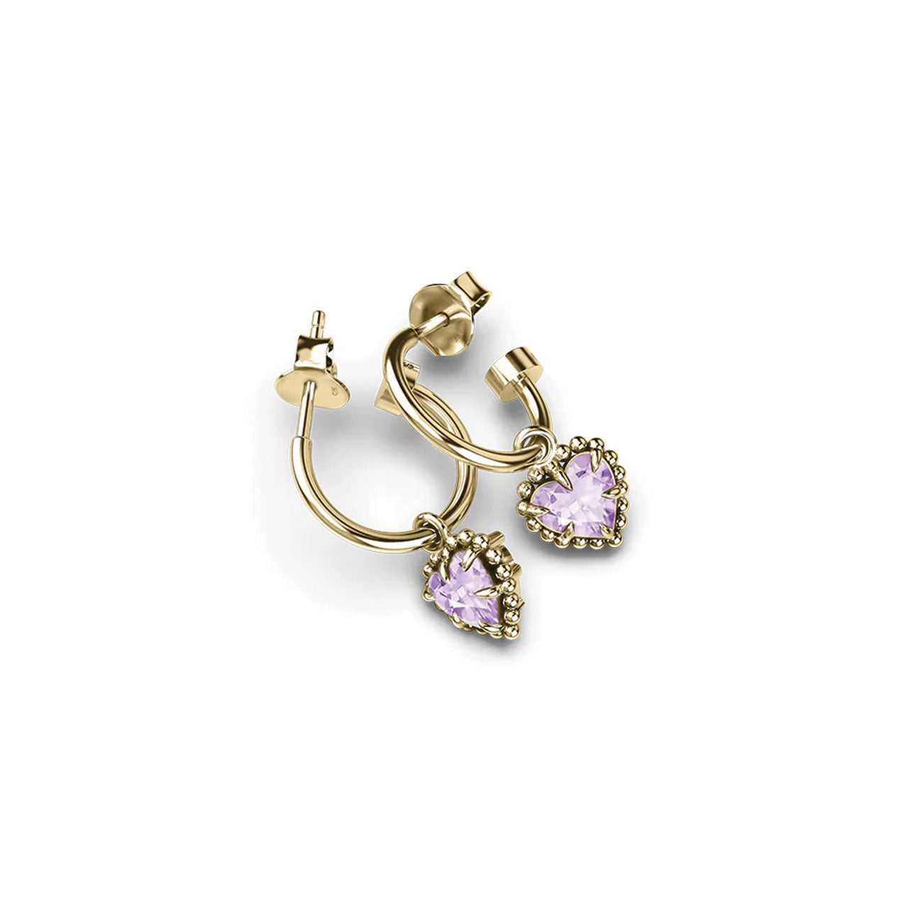 Dahlia's Heart Anchor Earrings - Amethyst X Gold Plated