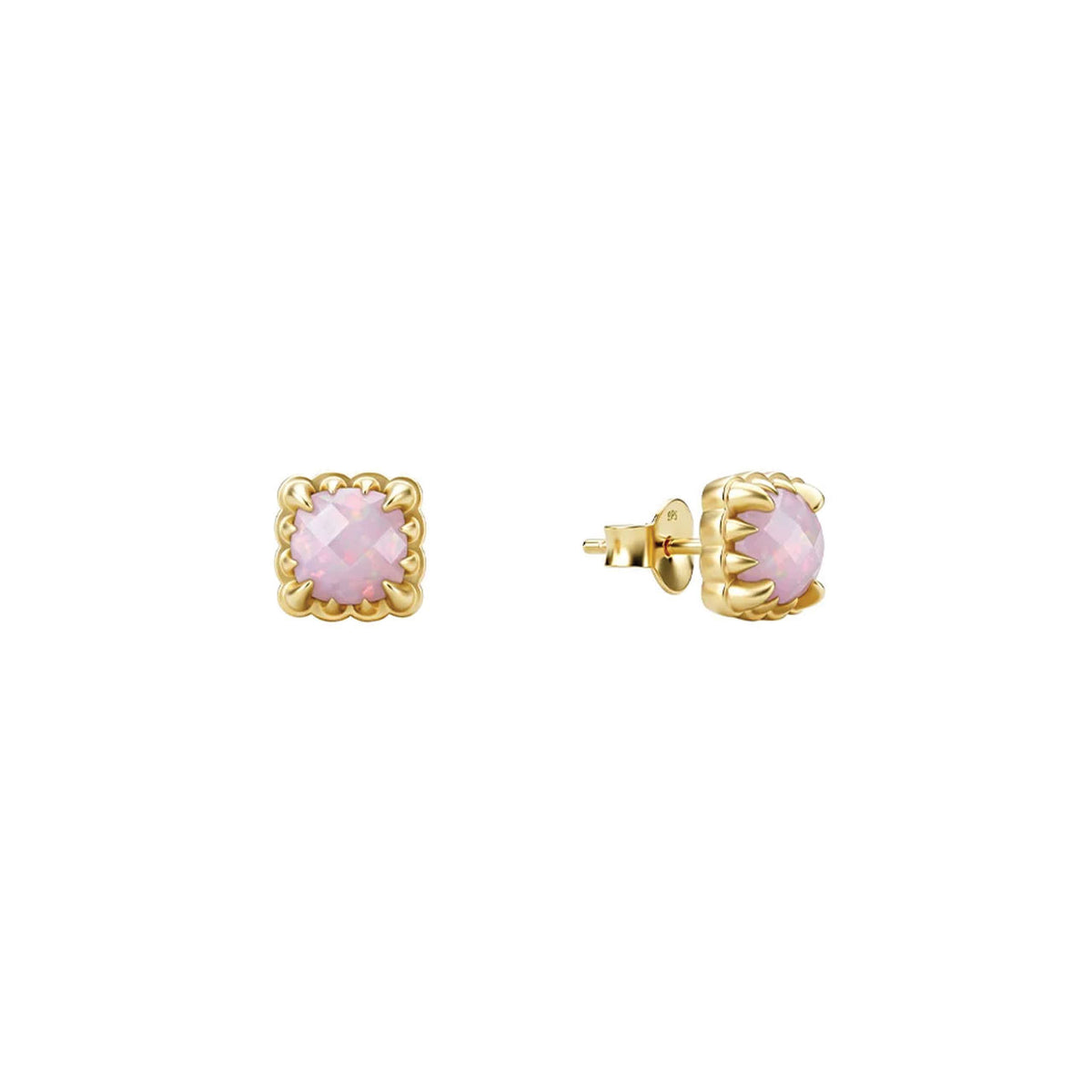 Baby Claw Studs - Pink Bello Opal - 18K Gold Plated