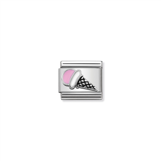 Composable Classic Link 330202/44 Pink Ice Cream in Silver & Enamel
