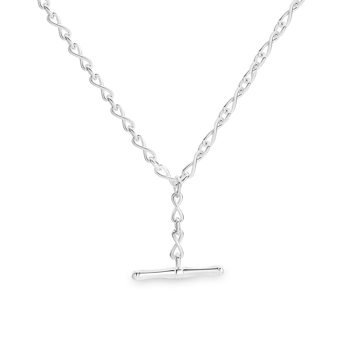 50cm Sterling Silver 1/1 Infinity Twist T-Bar Necklet