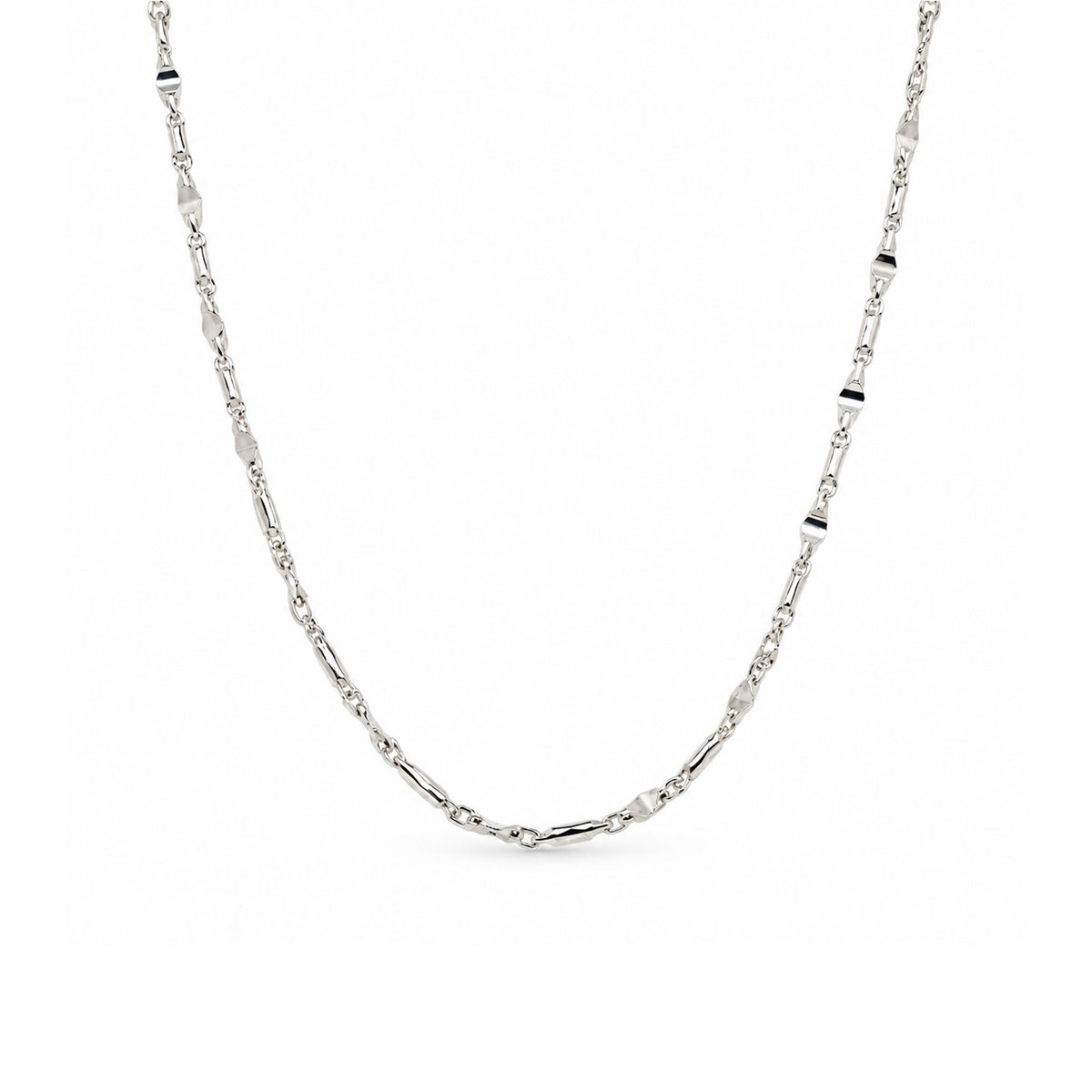 45cm Sterling Silver Round Bar to Crimped Bar Chain