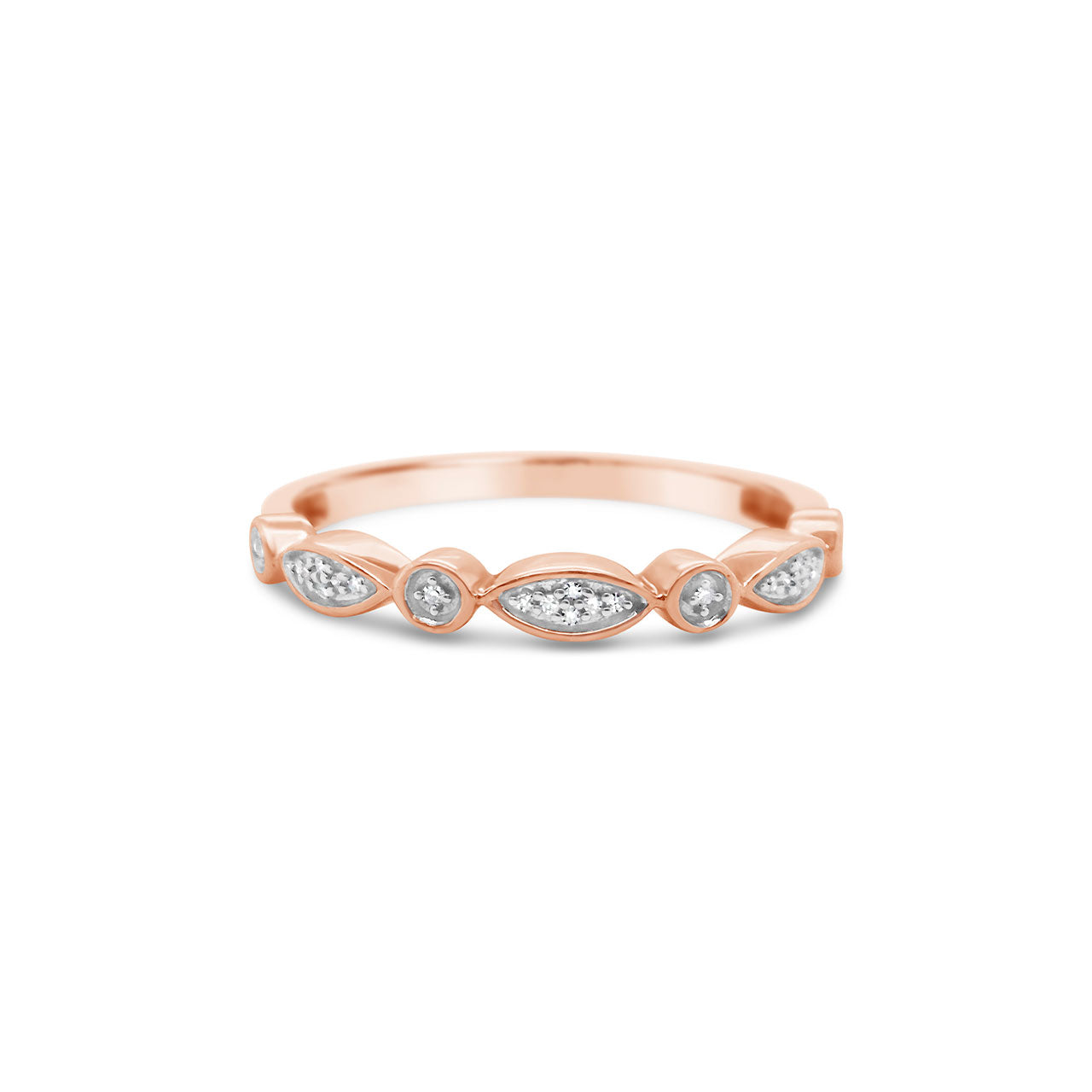 9k Rose Gold Diamond Stacker Band Dress Ring