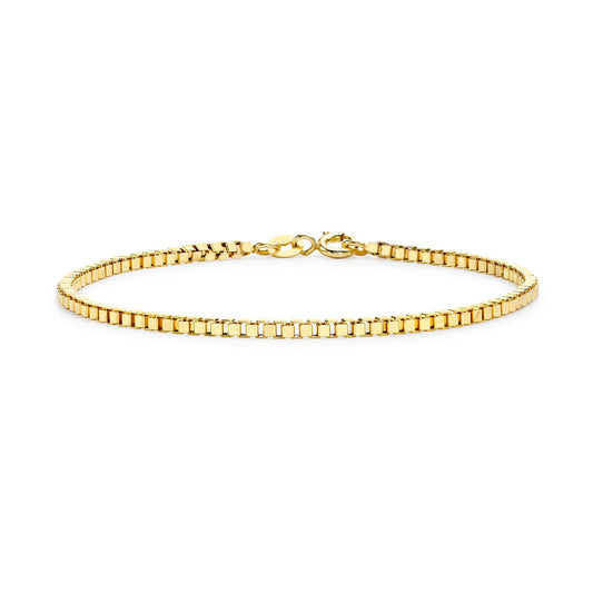 9k Yellow Gold Hollow Box Link 19cm Bracelet