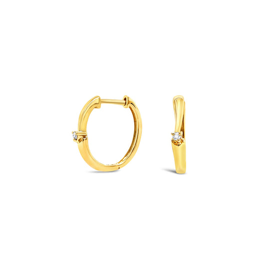 9k Yellow Gold Diamond Set Huggie Earrings