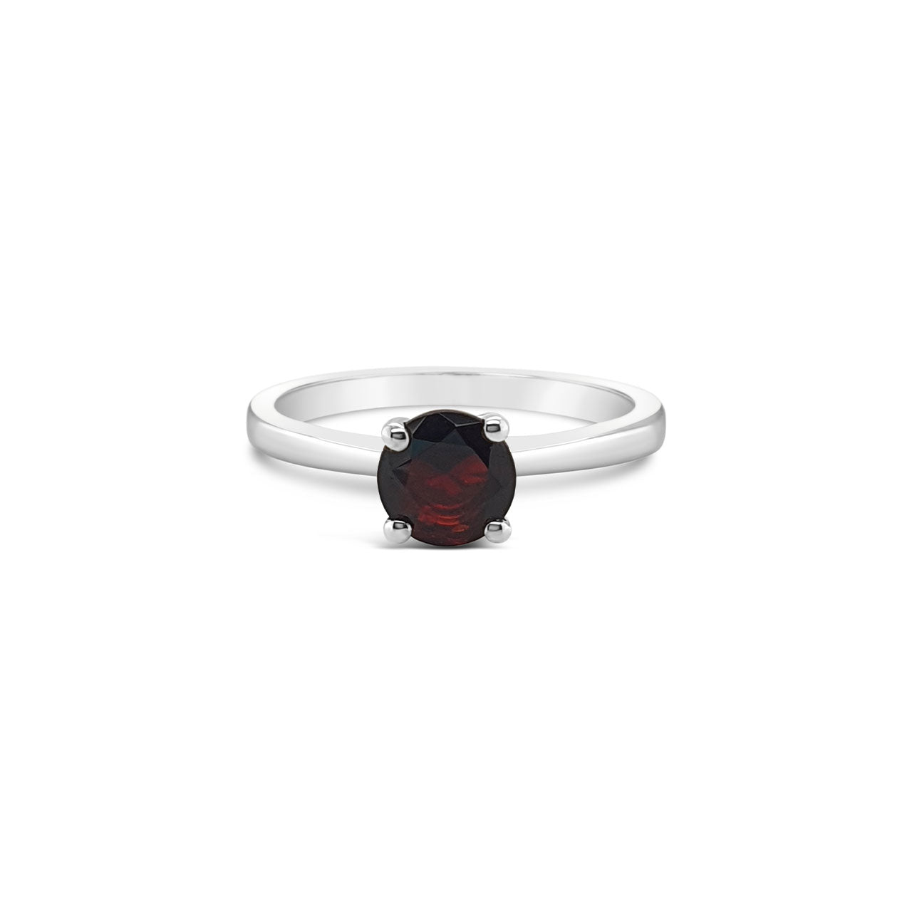 Sterling Silver Garnet Dress Ring - Size O