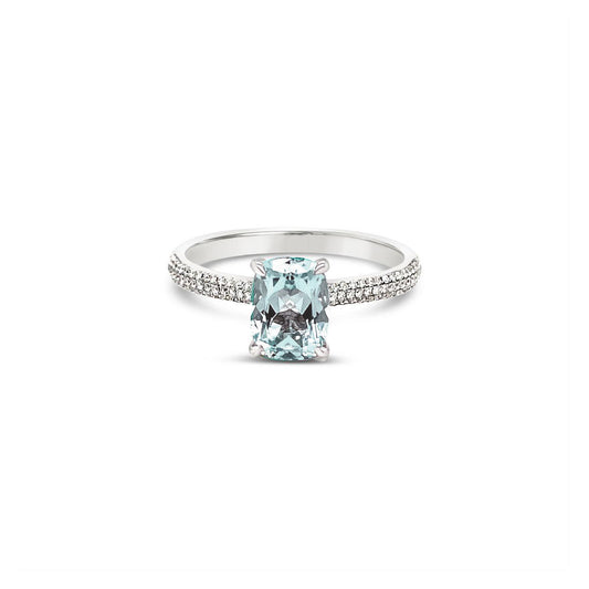 18k White Gold Arabella Green Beryl & Diamond Ring