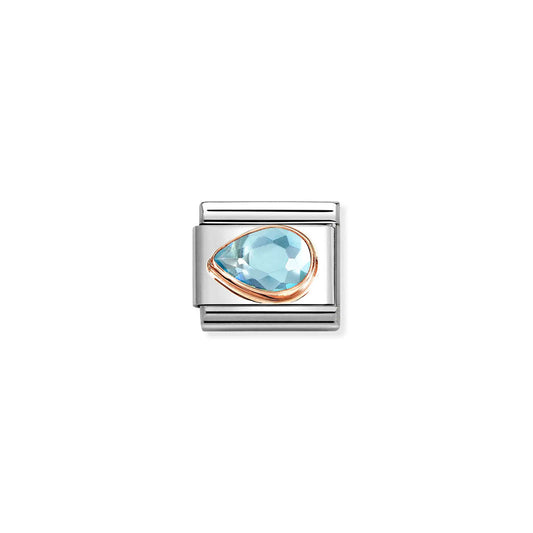 Composable Classic Link 430605/006 Tear Drop Left 9k Rose Gold & Light Blue CZ