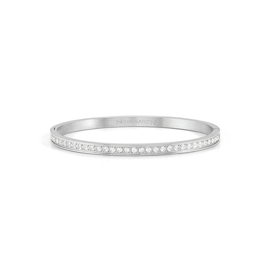 Pretty Bangles Stainless Steel With White CZ - Size Medium