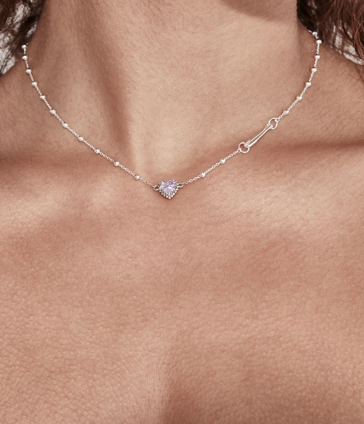 Dahlia's Heart Necklace - Pink Amethyst