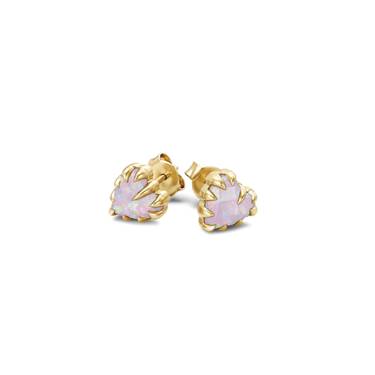 Love Claw Earrings - Pink Bello Opal - 18K Gold Plated