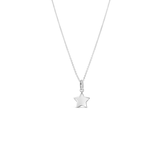 45cm Sterling Silver 20mm Flat Star Pendant