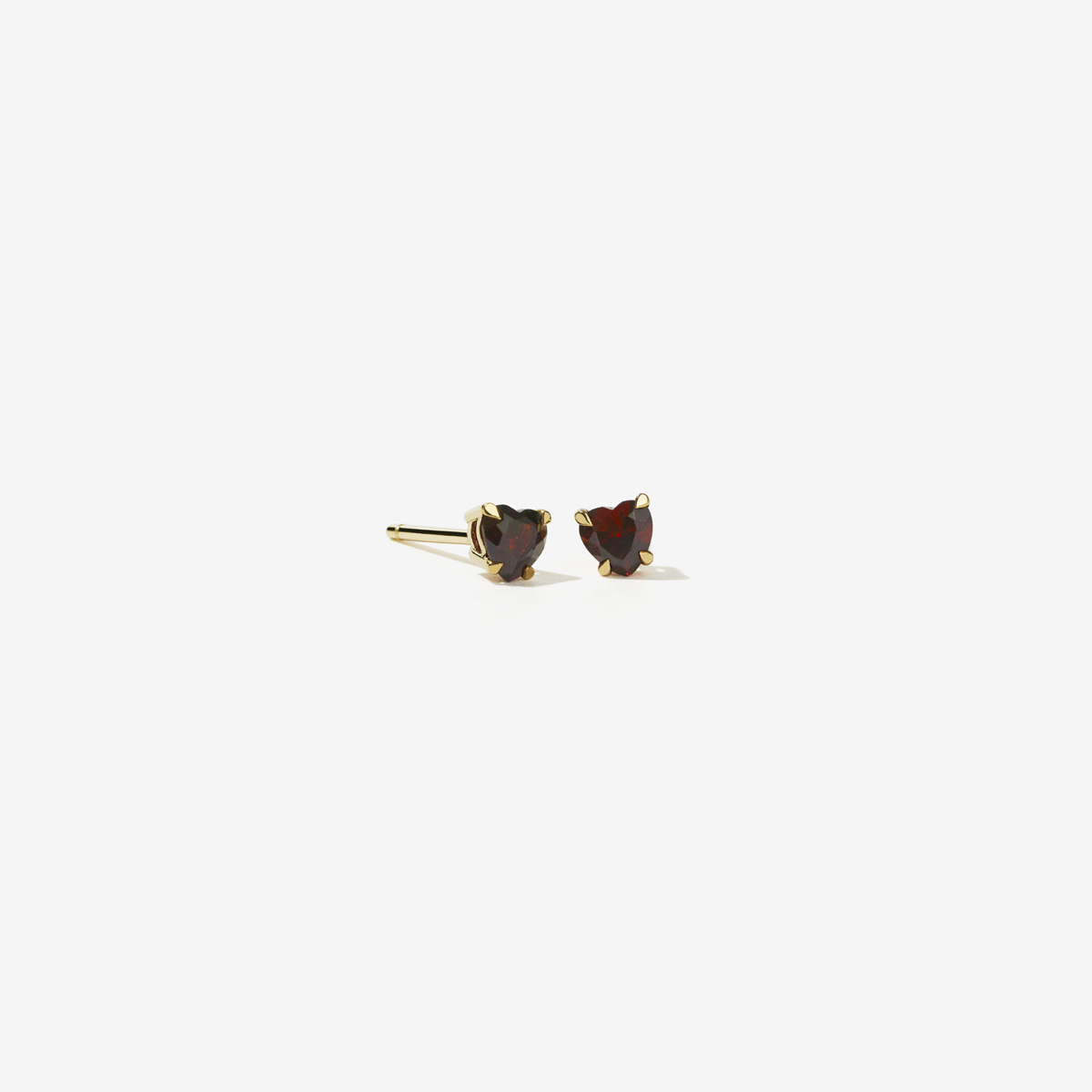 Sterling Silver Gold Plated Garnet Micro Heart Jewel Studs