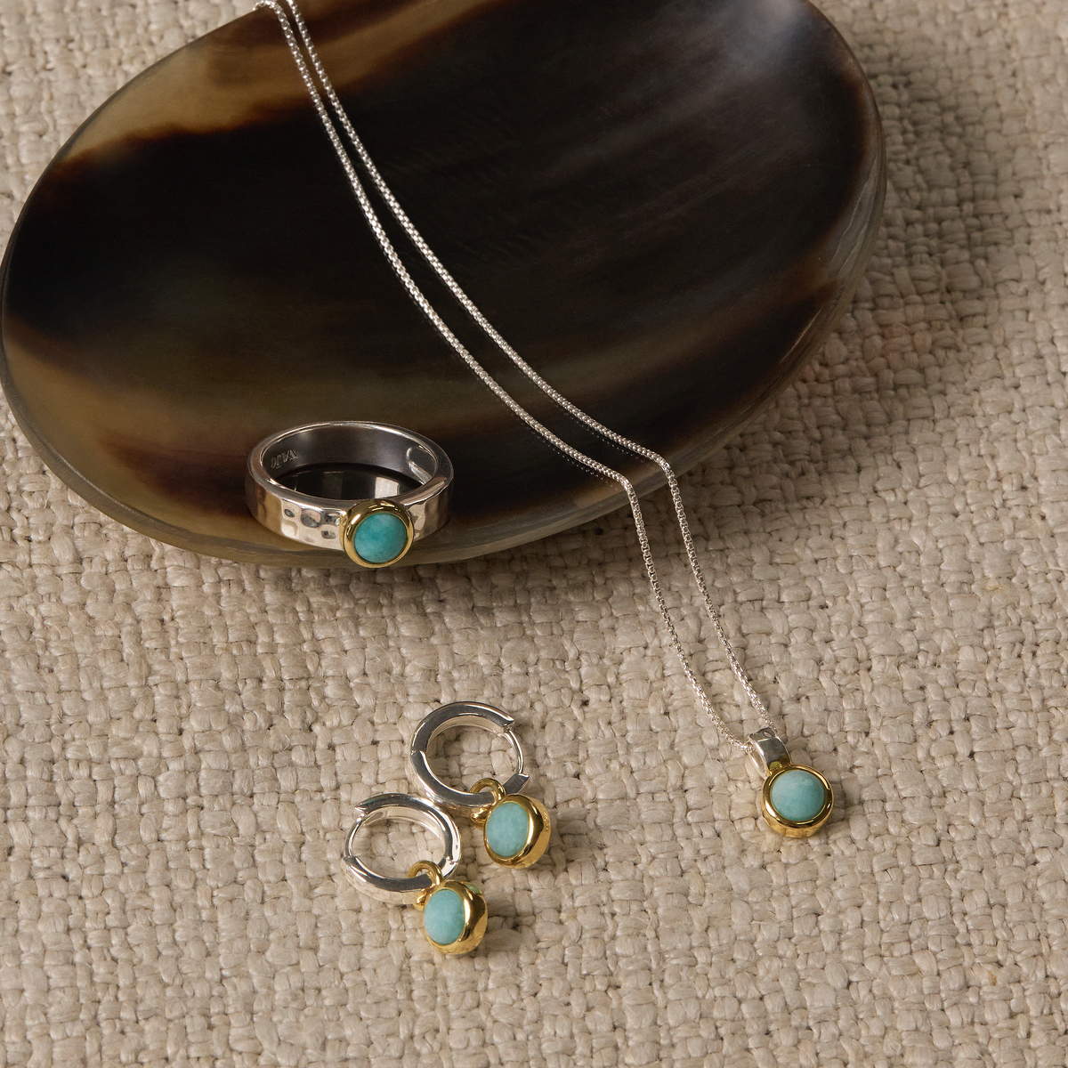 Solace 2-Tone Amazonite Huggie Earring