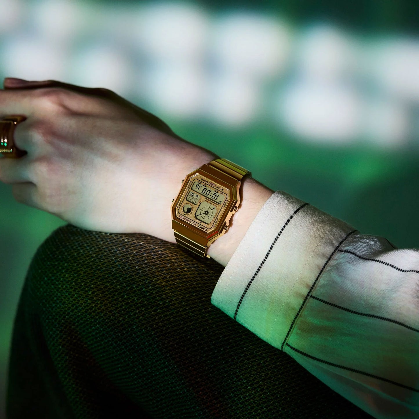 Casio Digital Vintage Gold Octagonal Watch - A130WEG-9A