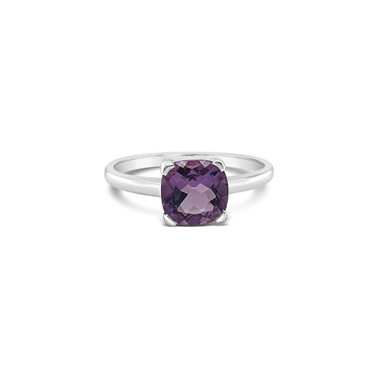 Sterling Silver Custion Cut Amethyst Dress Ring