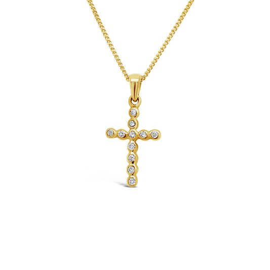 9k Yellow Gold & Diamond Cross Pendant