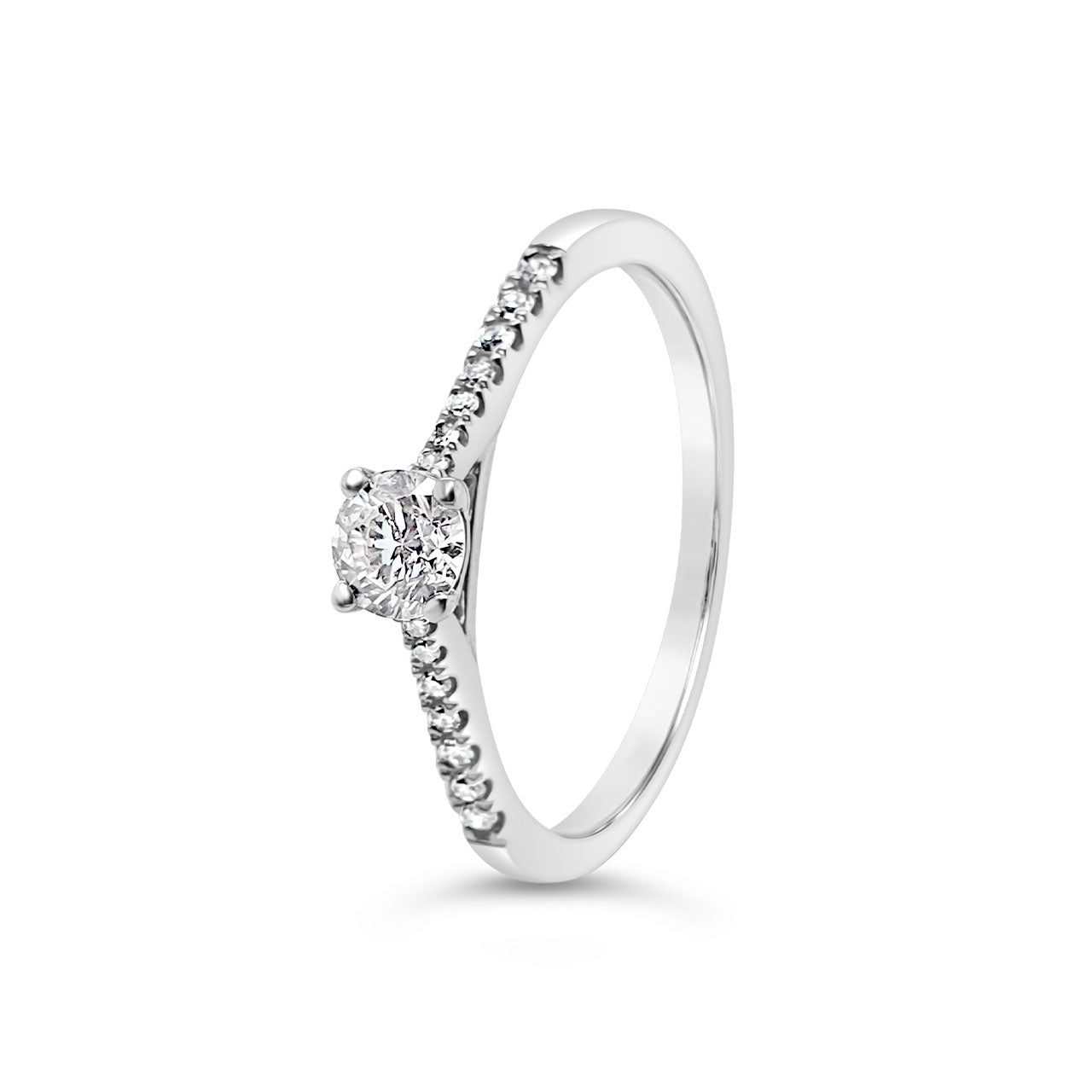 9k White Gold 4 Claw Diamond Solitaire Ring