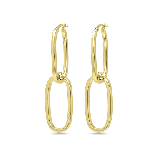 9k Yellow Gold Double Loop Drop Earrings