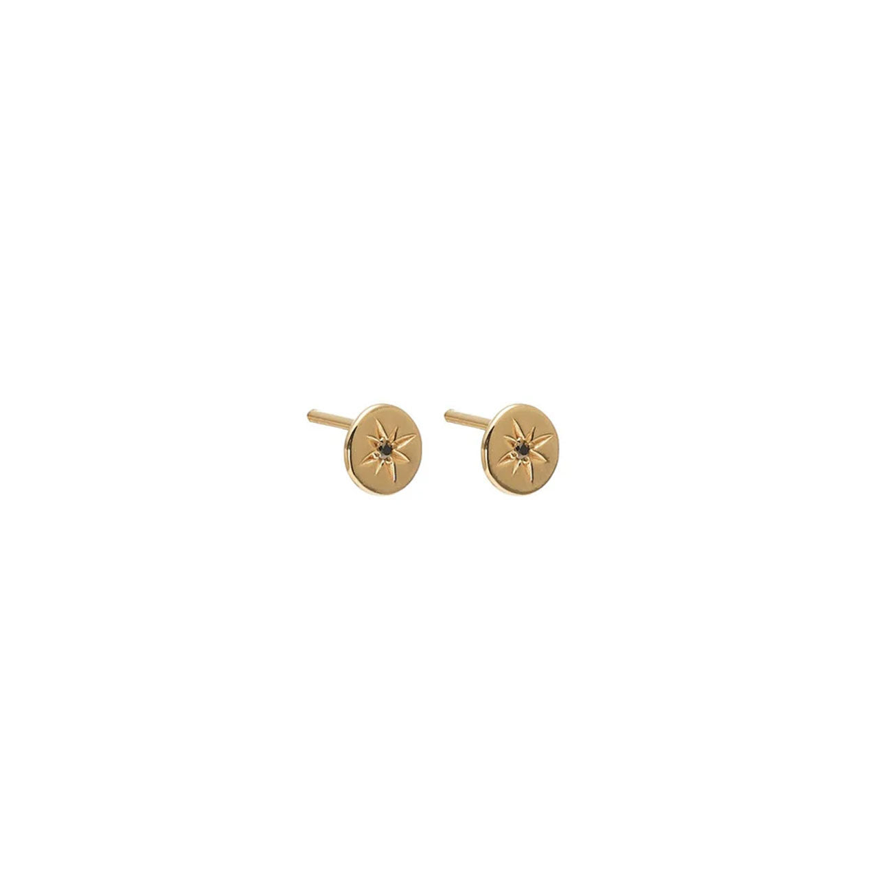 Petite North Star Studs (Black Diamond/Gold)
