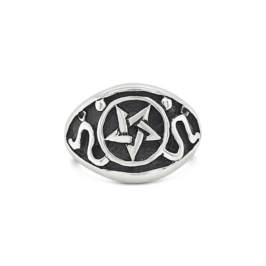 Sterling Silver Pentagram Signet Ring