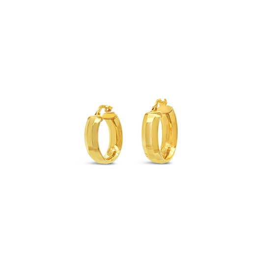 Small Wide Hoop Earrings - 9k Yellow Gold Silver Filled