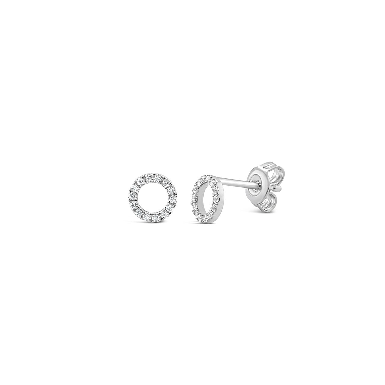 Sterling Silver CZ Circle Stud Earrings