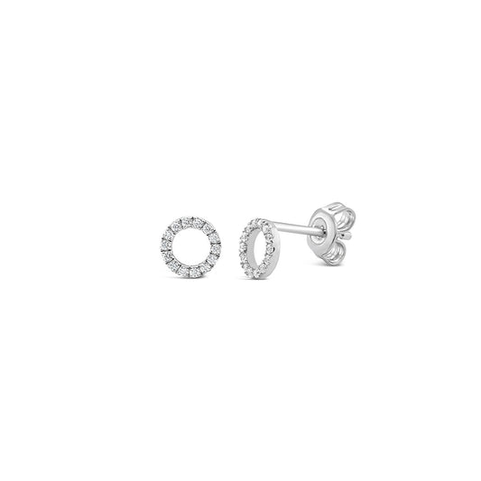 Sterling Silver CZ Circle Stud Earrings