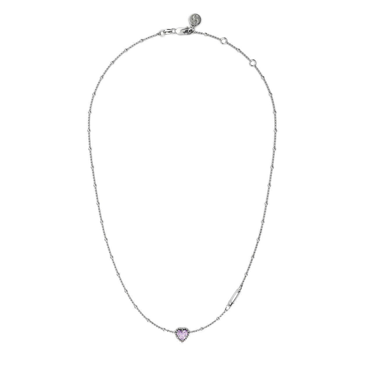 Dahlia's Heart Necklace - Pink Amethyst