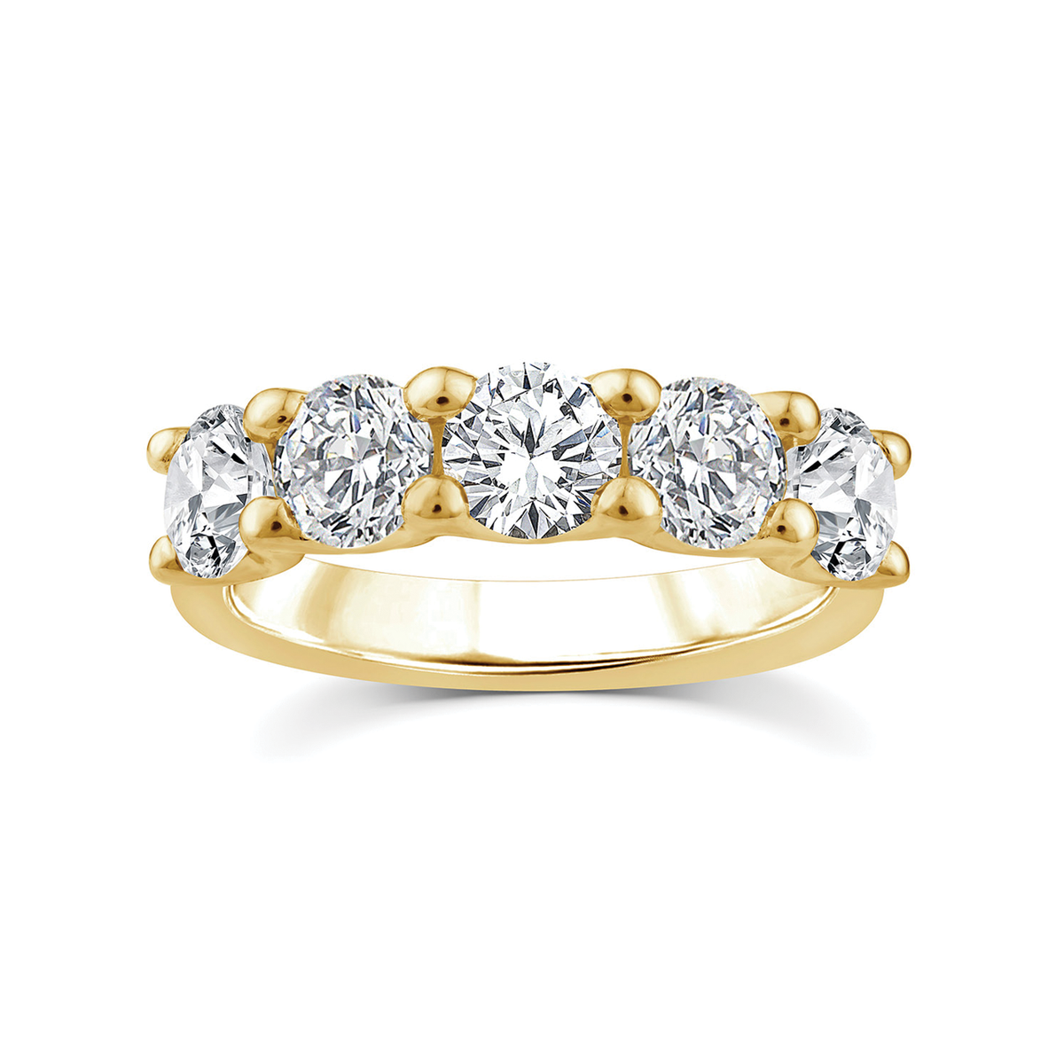 9k Yellow Gold 2.00ct Lab Grown Diamond 5 Stone Anniversay Band - Size P