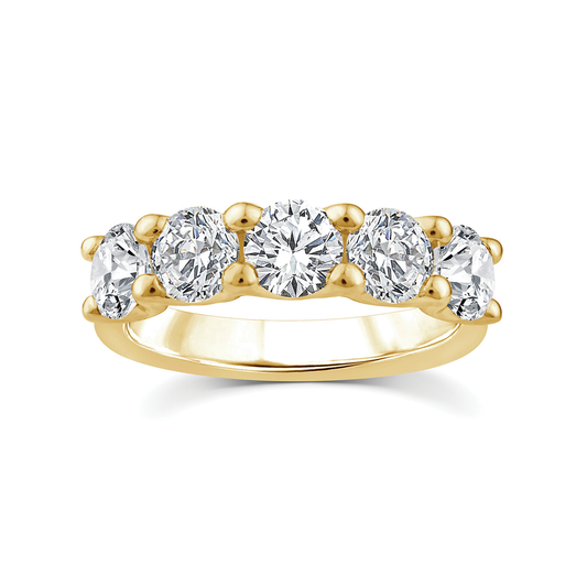 9k Yellow Gold 2.00ct Lab Grown Diamond 5 Stone Anniversay Band - Size P
