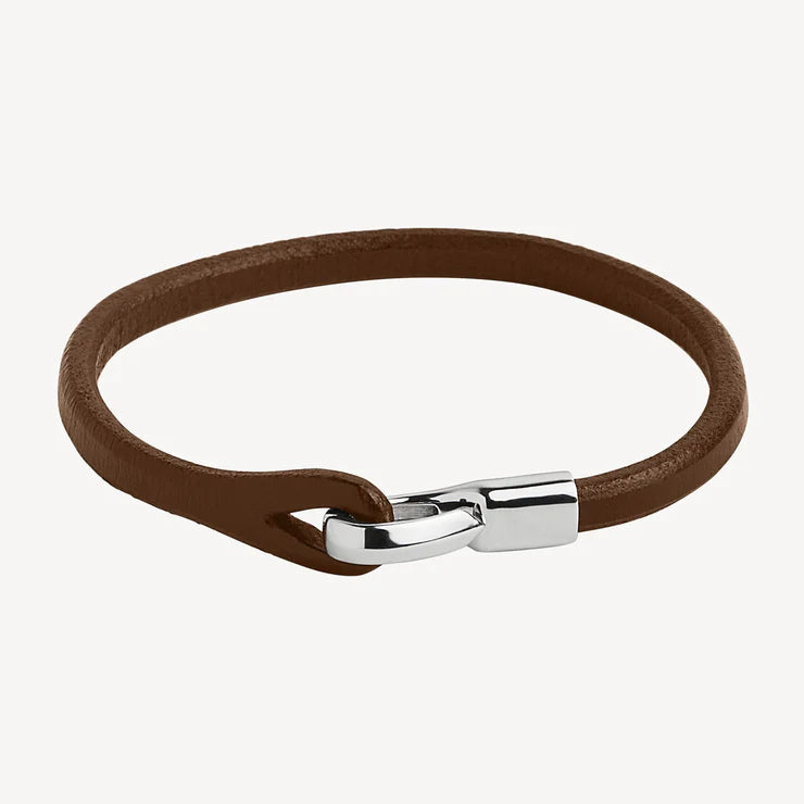 Kinship Men’s Tan Leather and Steel Bracelet