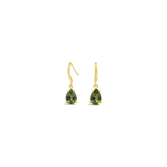 9k Yellow Gold Peridot Pear Drop Hook Earrings