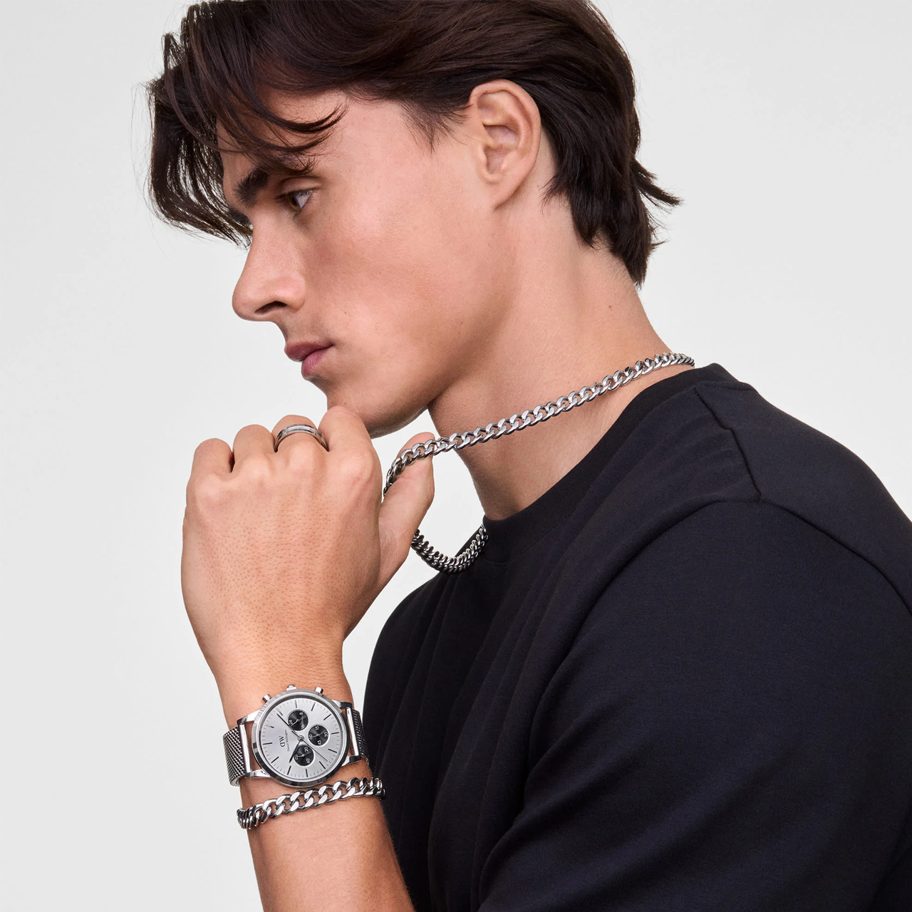 Ellipse Cuban Chain 20.5cm Bracelet Silver