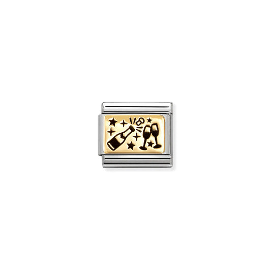 Composable Classic Link 030166/61 Champagne Glasses In 18K Gold With Black Enamel