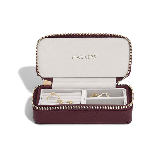 Burgundy Zipped Travel Jewellery Box