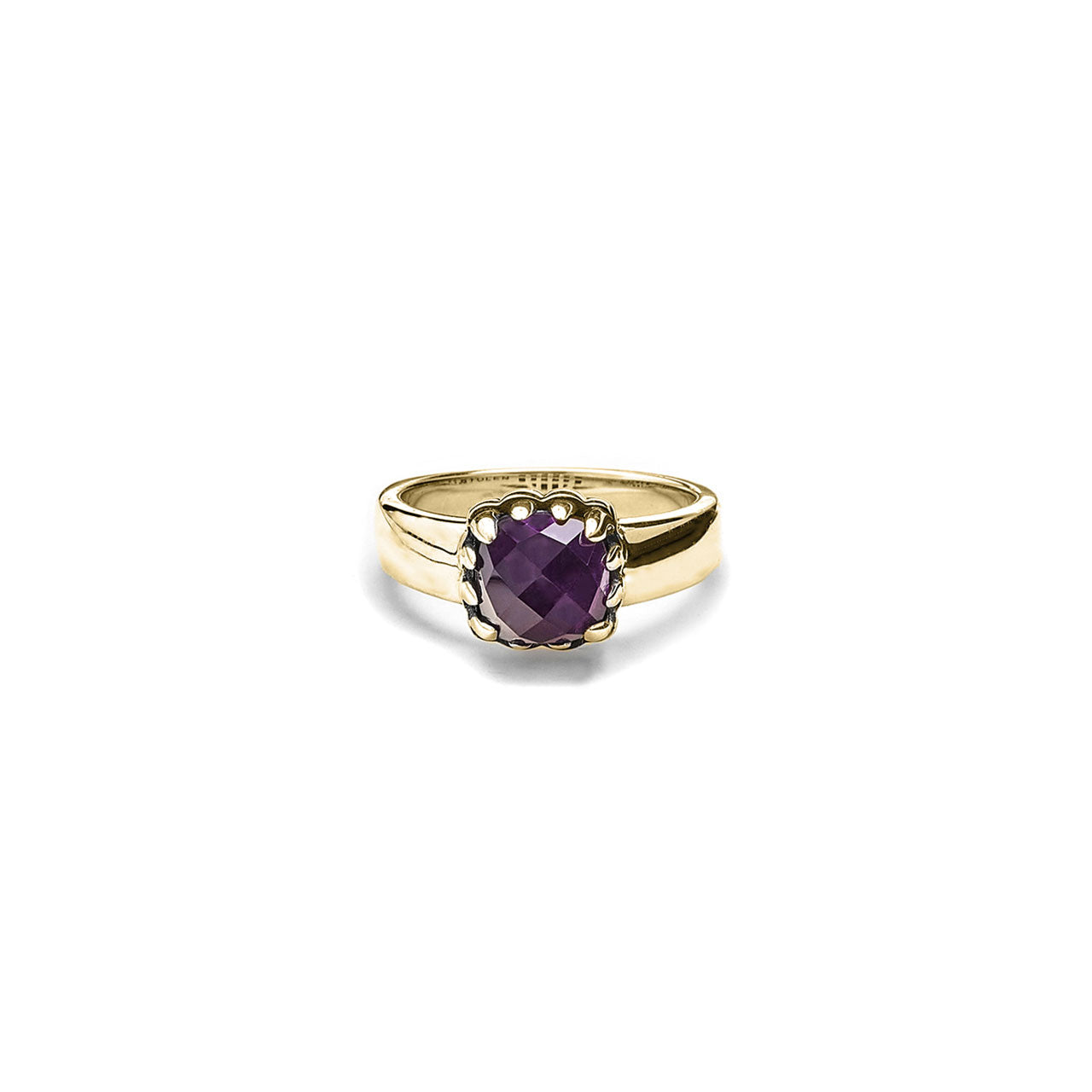 18k Gold Plated Baby Claw Ring - Dark Amethyst