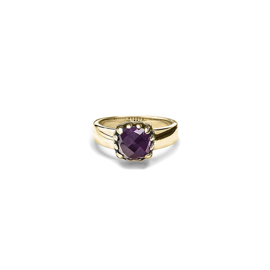 18k Gold Plated Baby Claw Ring - Dark Amethyst