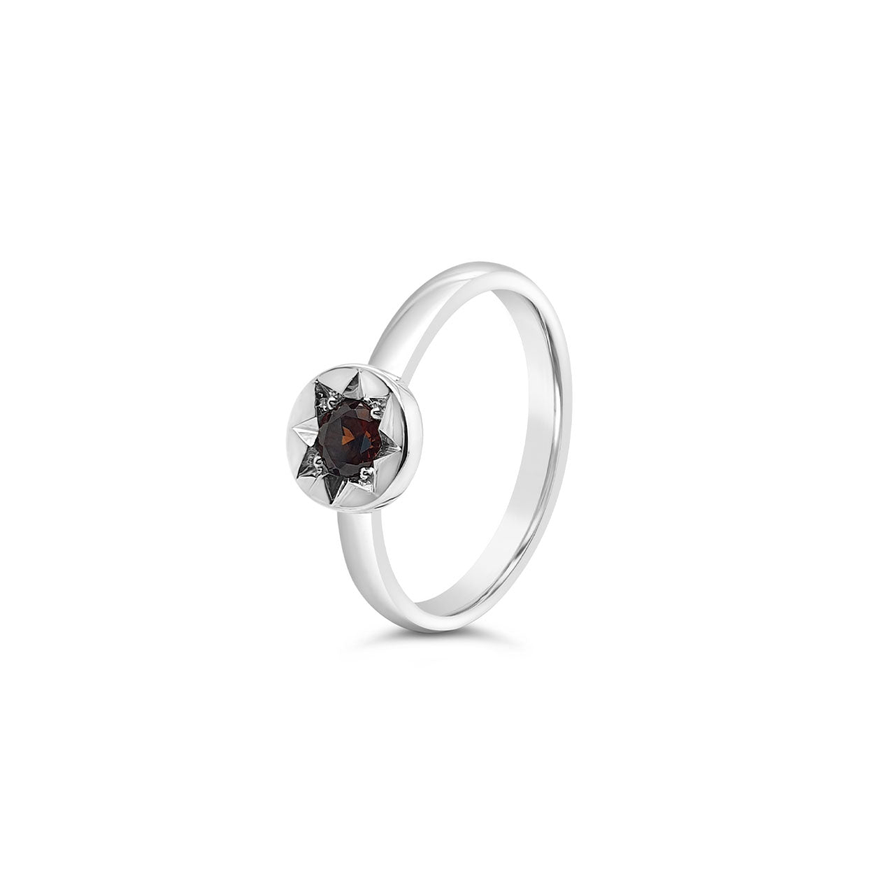 Sterling Silver Small Chocolate CZ Star Set Signet Ring