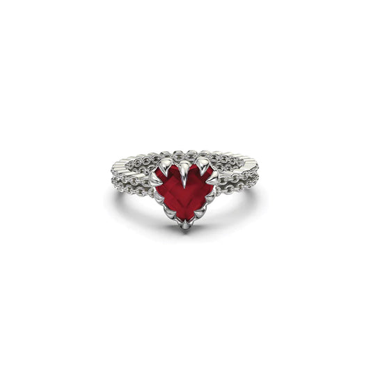 Mini Love Claw Ring Garnet