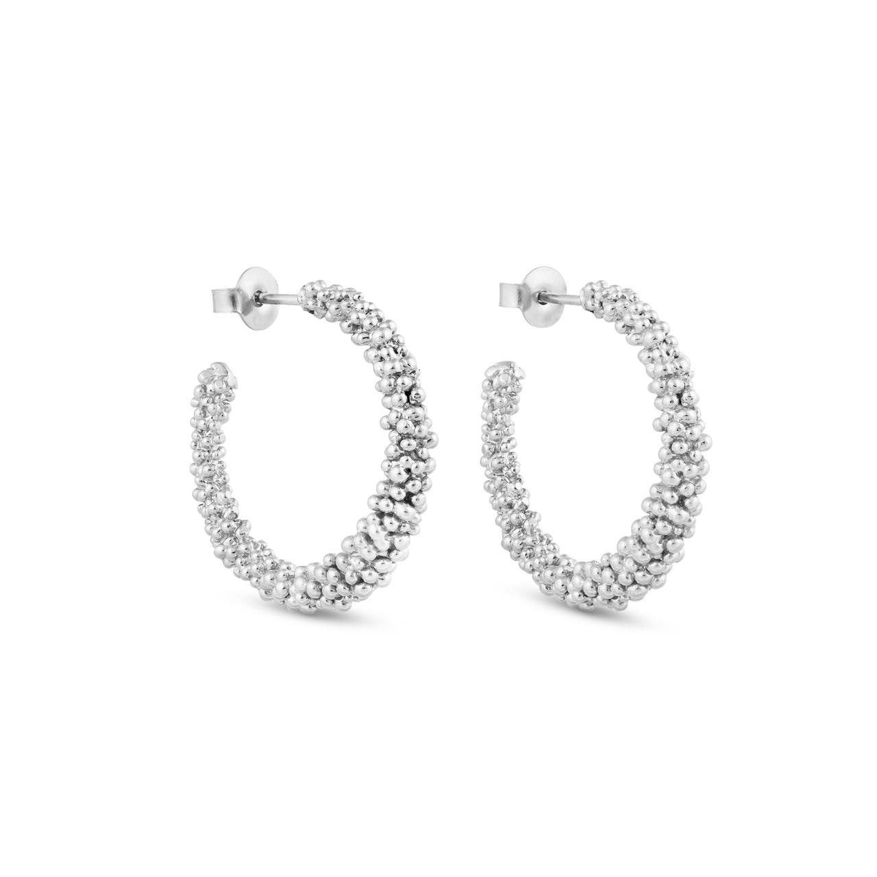 Stardust Large Silver Hoop Earrings