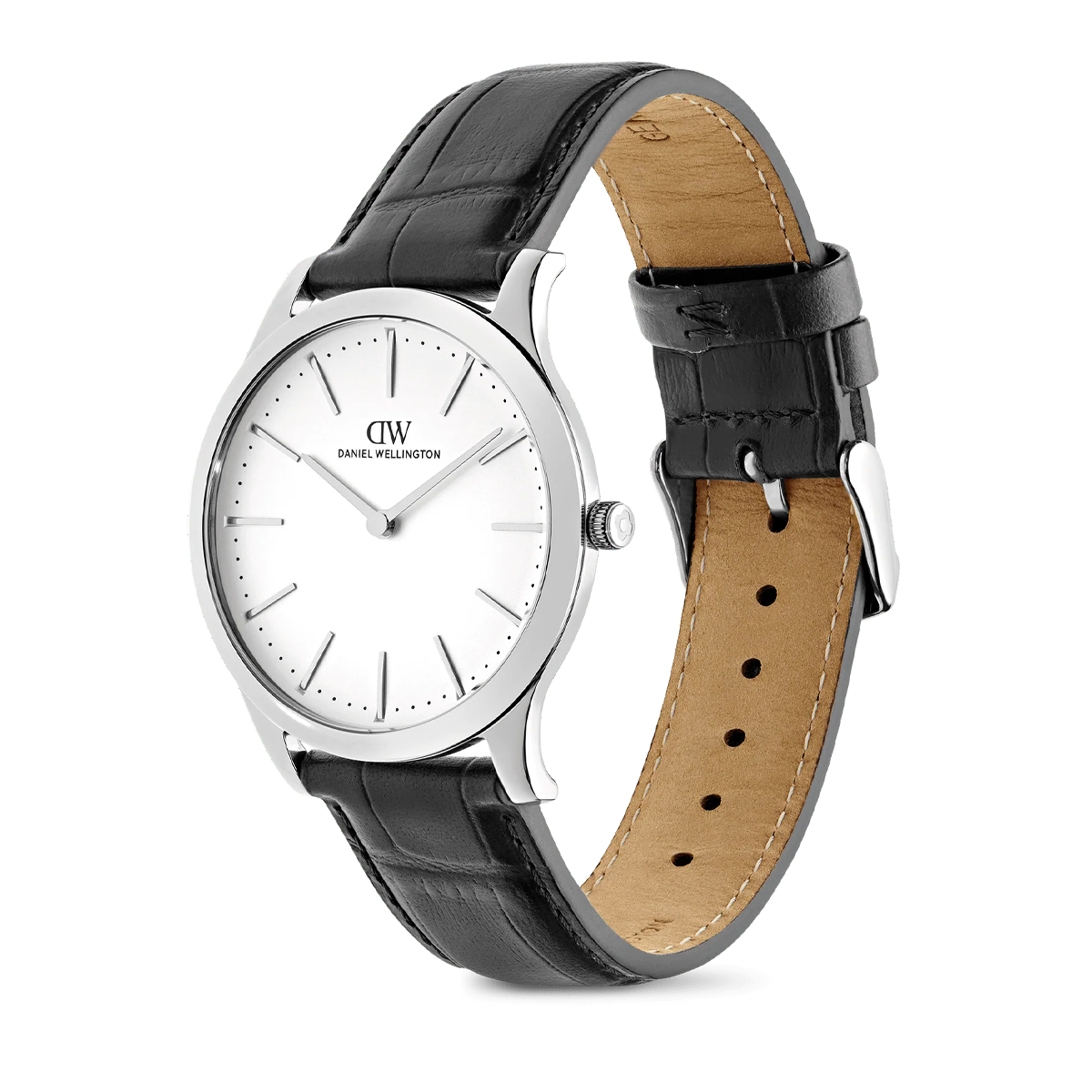 Pathfinder Black-Croc Frost-White Silver Mens Watch