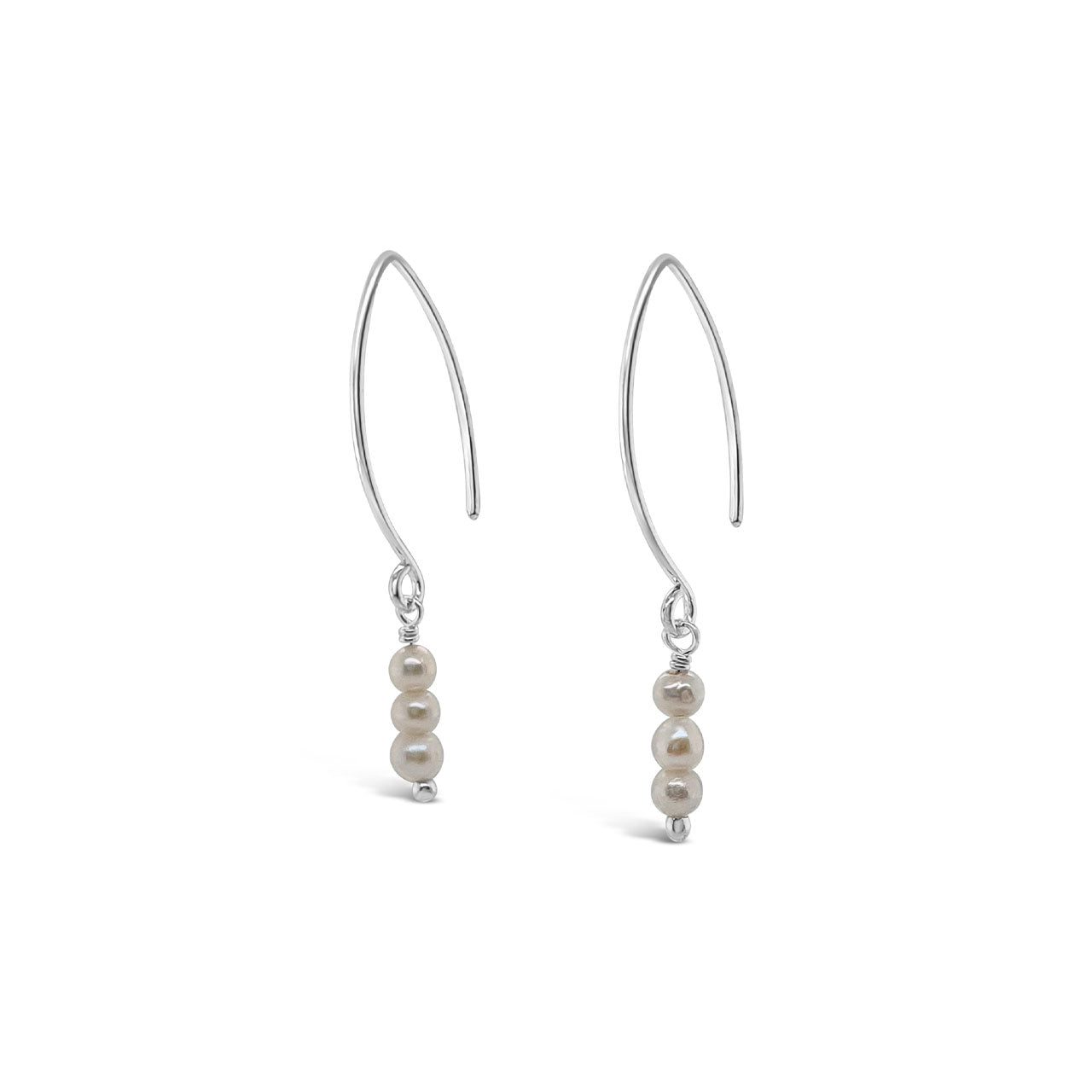 Sterling Silver 3 Pearl Drop Hook Earrings